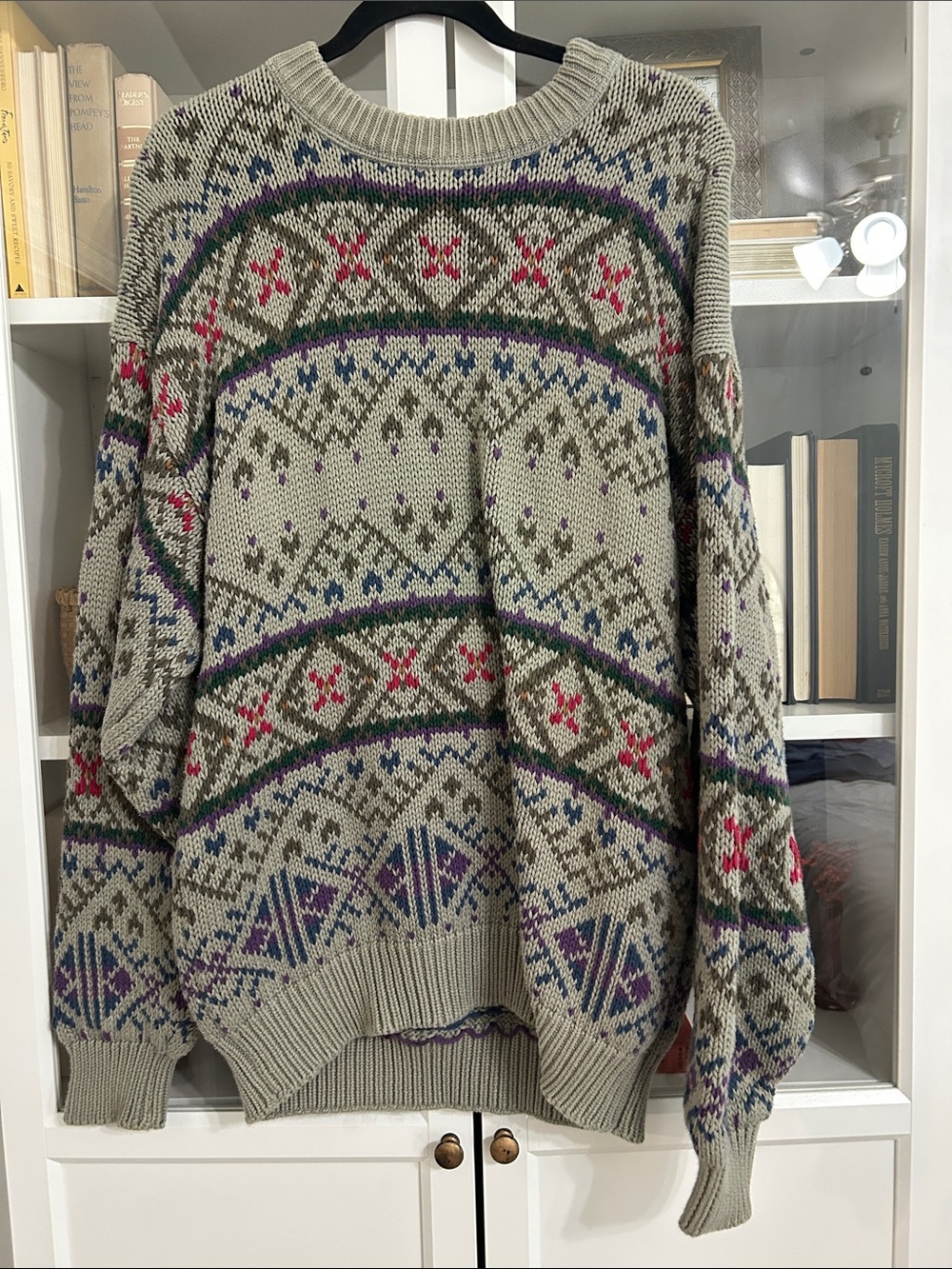 Eddie Bauer Crewneck Sweater with Multicolor Fair Isle 100% cotton
